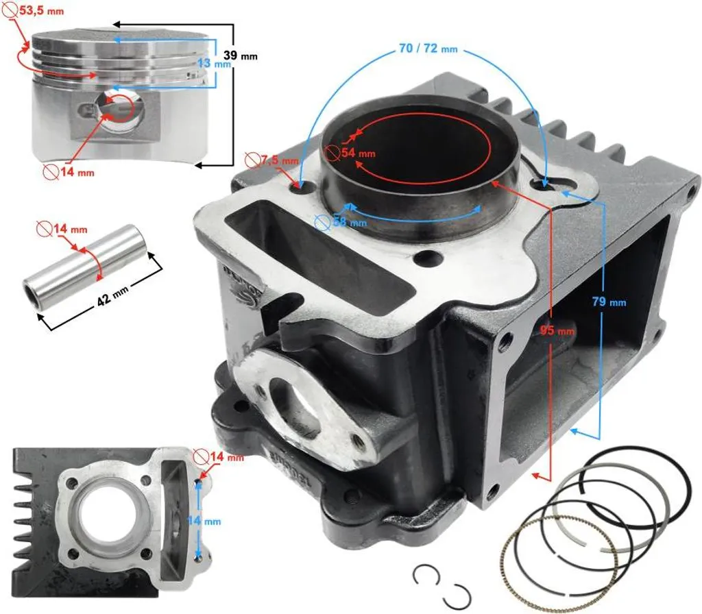 Haut Moteur 130cc Liquide pour Cyclomoteur 4 Temps Type 154FMI