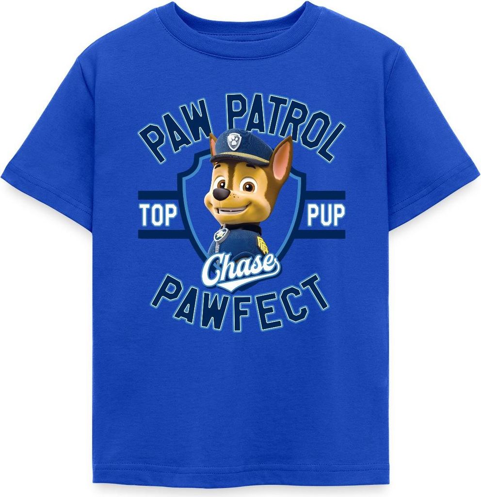 Spreadshirt Paw Patrol Chase Pawfect Kinder T-Shirt, 110/116 (5-6 Jahre), Royalblau