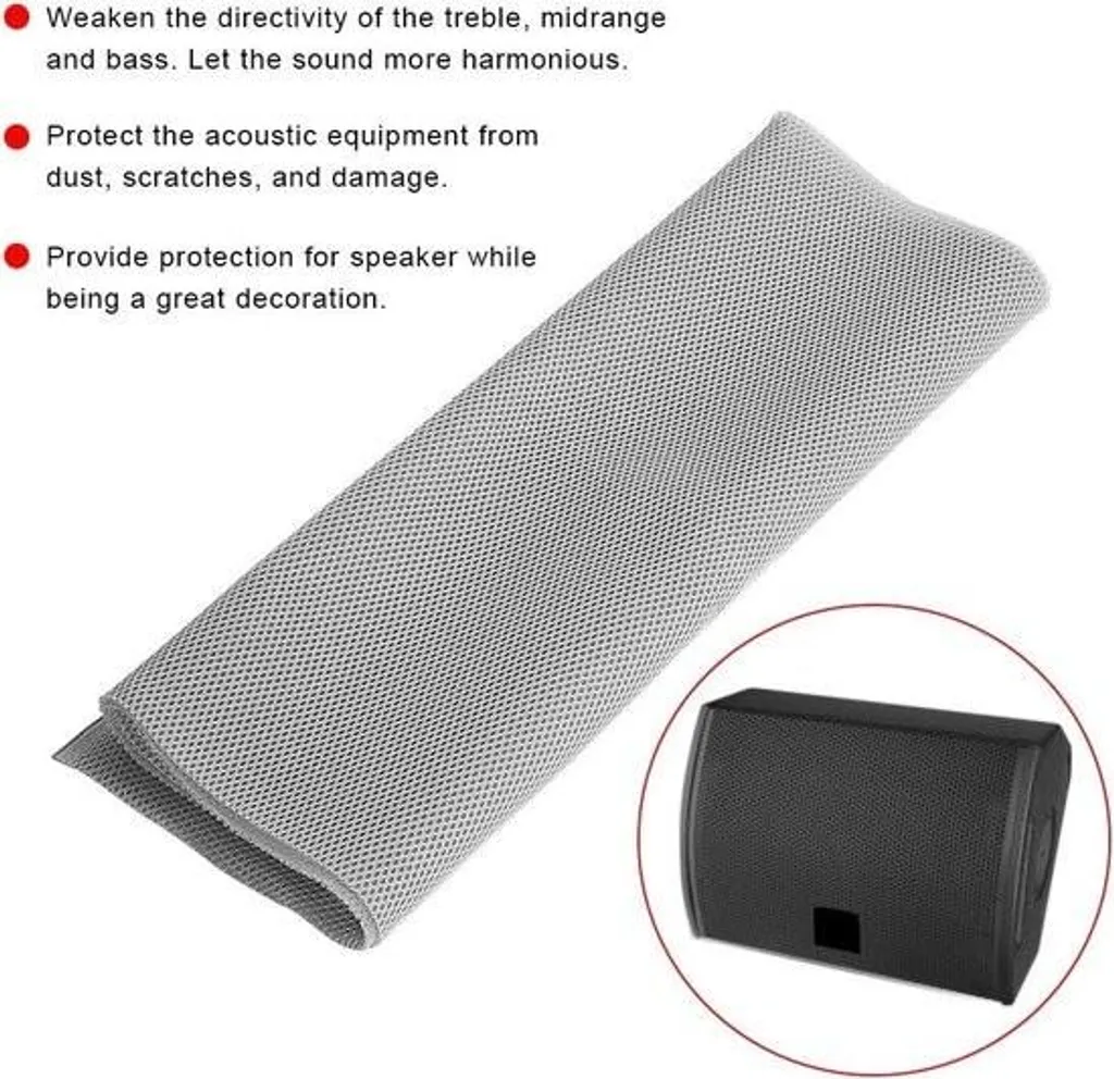 Toile de Protection pour Enceinte Stéréo en Maille Synthétique Grise - 5