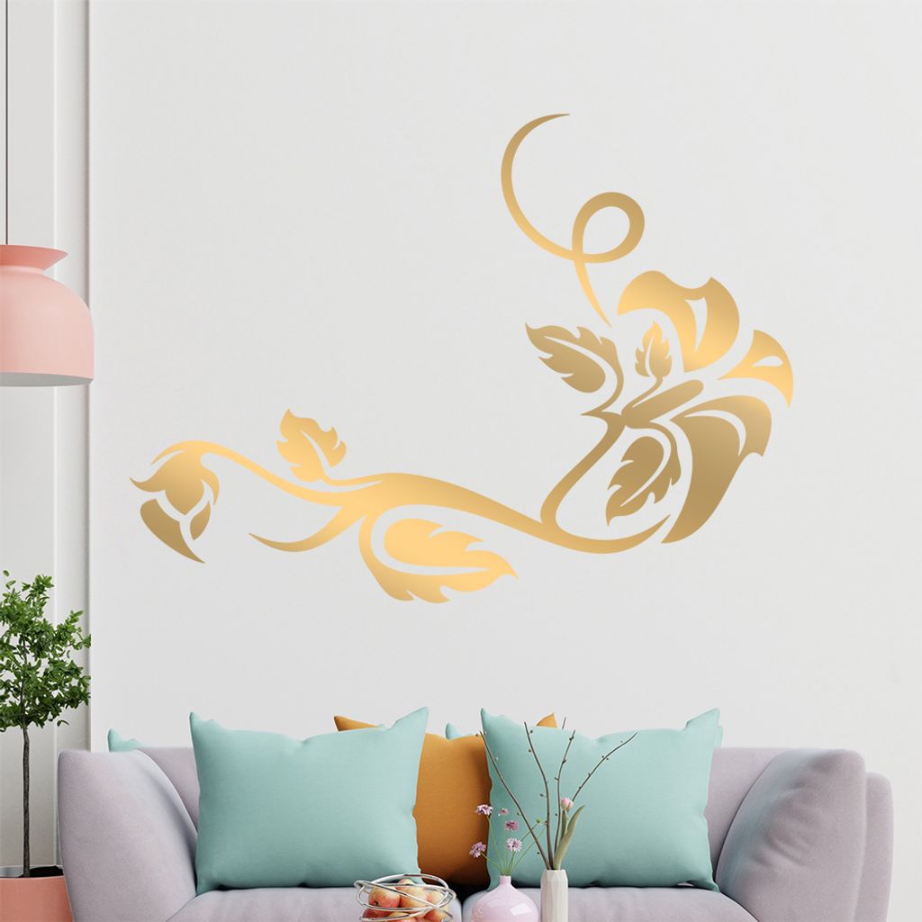 Blume - Linien Wandtattoo in 6 Größen - Wandaufkleber Wall Sticker - Dekoration, Küche, Wohnzimmer, Schlafzimmer, Badezimmer