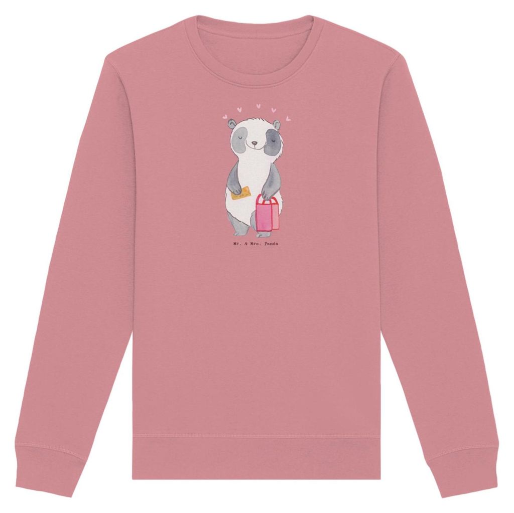 Mr. & Mrs. Panda Rundhals Pullover Panda Shopping Größe XL - Canyon Pink - Geschenk, Shoppen, Sweatshirt, Pulli, Sweater, Einkaufen, Bio Baumwoll