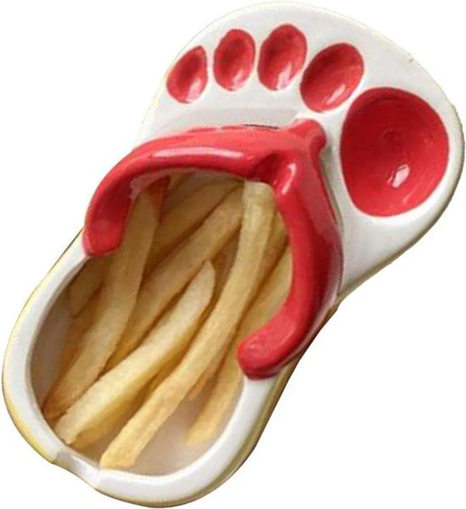 Plateau céramique pour snacks et apéro - Forme de chaussure rouge