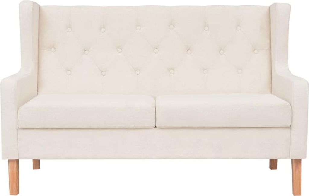 vidaXL 2-Sitzer Sofa Stoff Cremeweiß
