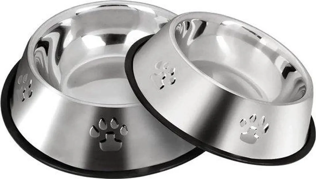 Lot de 2 gamelles en inox antidérapantes de 18cm pour petits chiens et chats