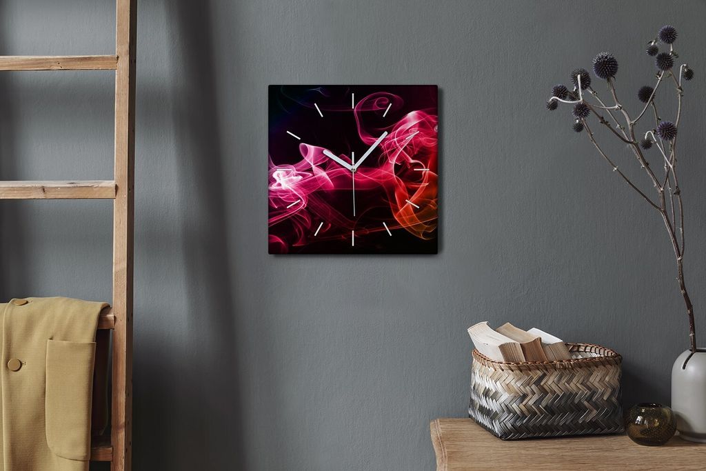 Coloray Hodiny Unikátní 30x30 cm Tiché hodiny Pro obývací pokoj a kuchyň Nástěnné hodiny Plátno Bílé ručičky hodin - kouř