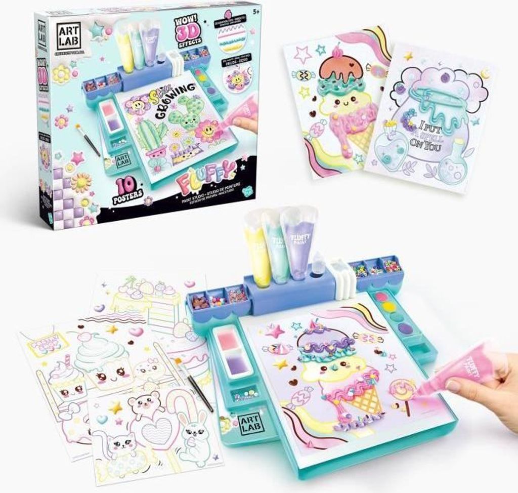 Canal Toys Art Lab Fluffy Paint Studio, Malset für Kinder, 10 Poster, Ab 6 Jahren