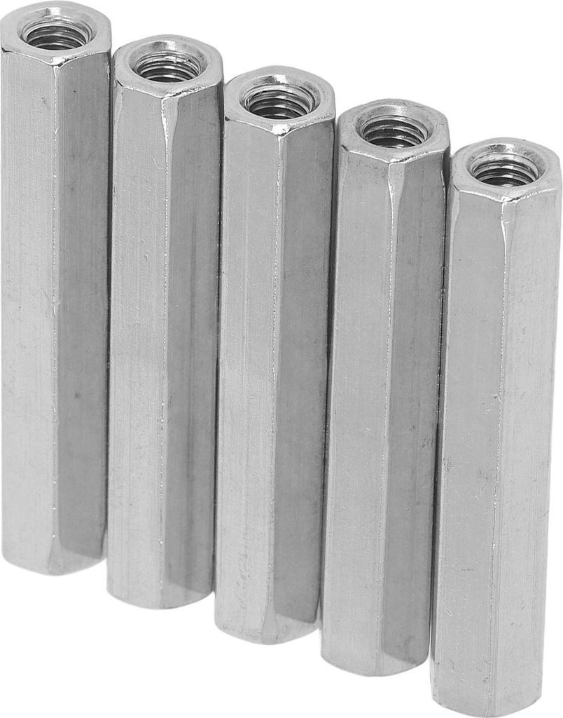 5 Stück Sechskant-Verbindungsmuttern M8x1,25, 75 mm Länge, Edelstahl 304, für Bolzen, Gewindebolzen und Maschinenschrauben