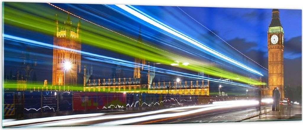 Bilder auf glas - London Parlamentsgebäude Big ben - 140x50cm - Glasbilder - Wandbilder - Kunstdruck - zum Aufhängen bereit - Wanddekoration aus ...