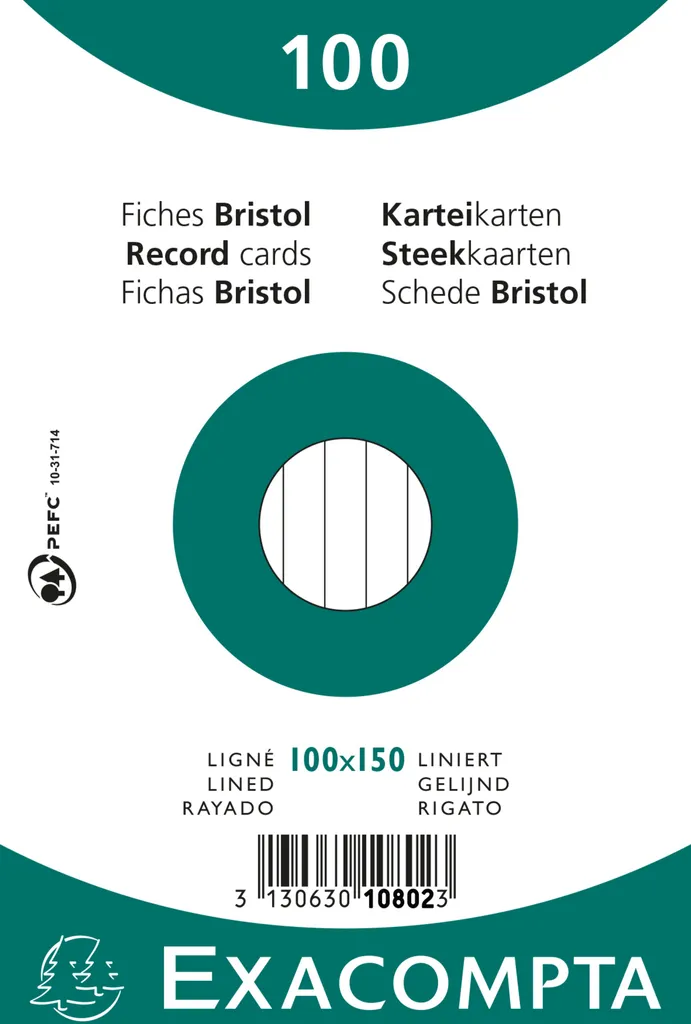 Fiches de révision lignées 100x150mm pour étudiants et secrétariat