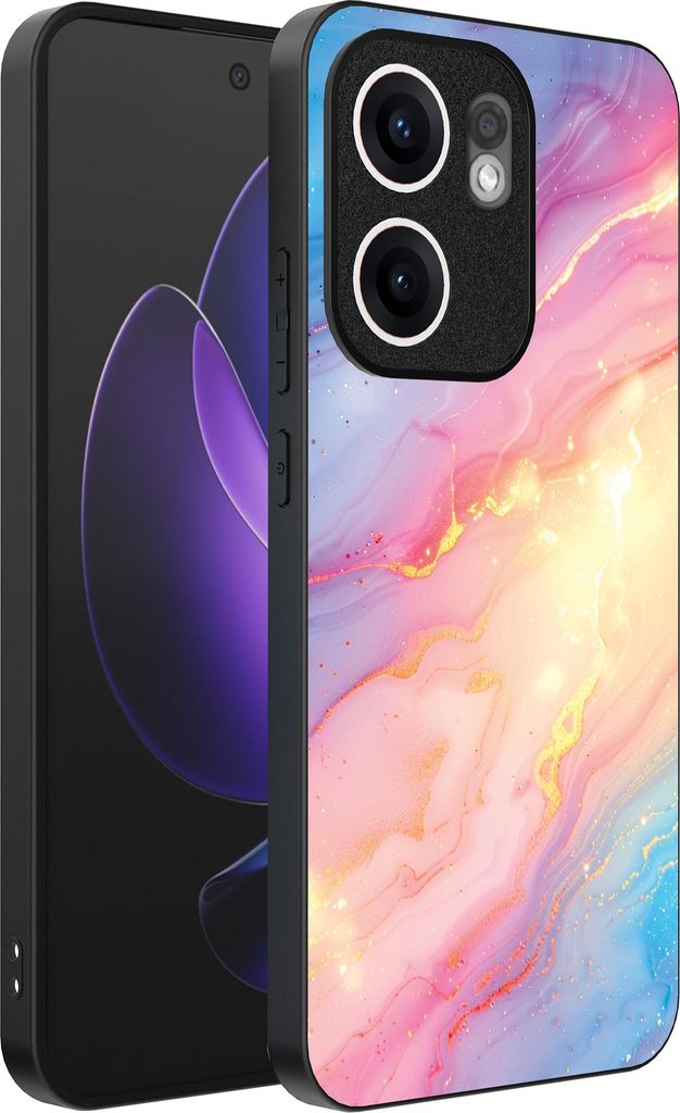 Smartphonica Telefon Fall geeignet für Oppo Reno 13F mit Regenbogen Glitter Marble Print - TPU Backcover Fall Regenbogen Glitter Marble Design