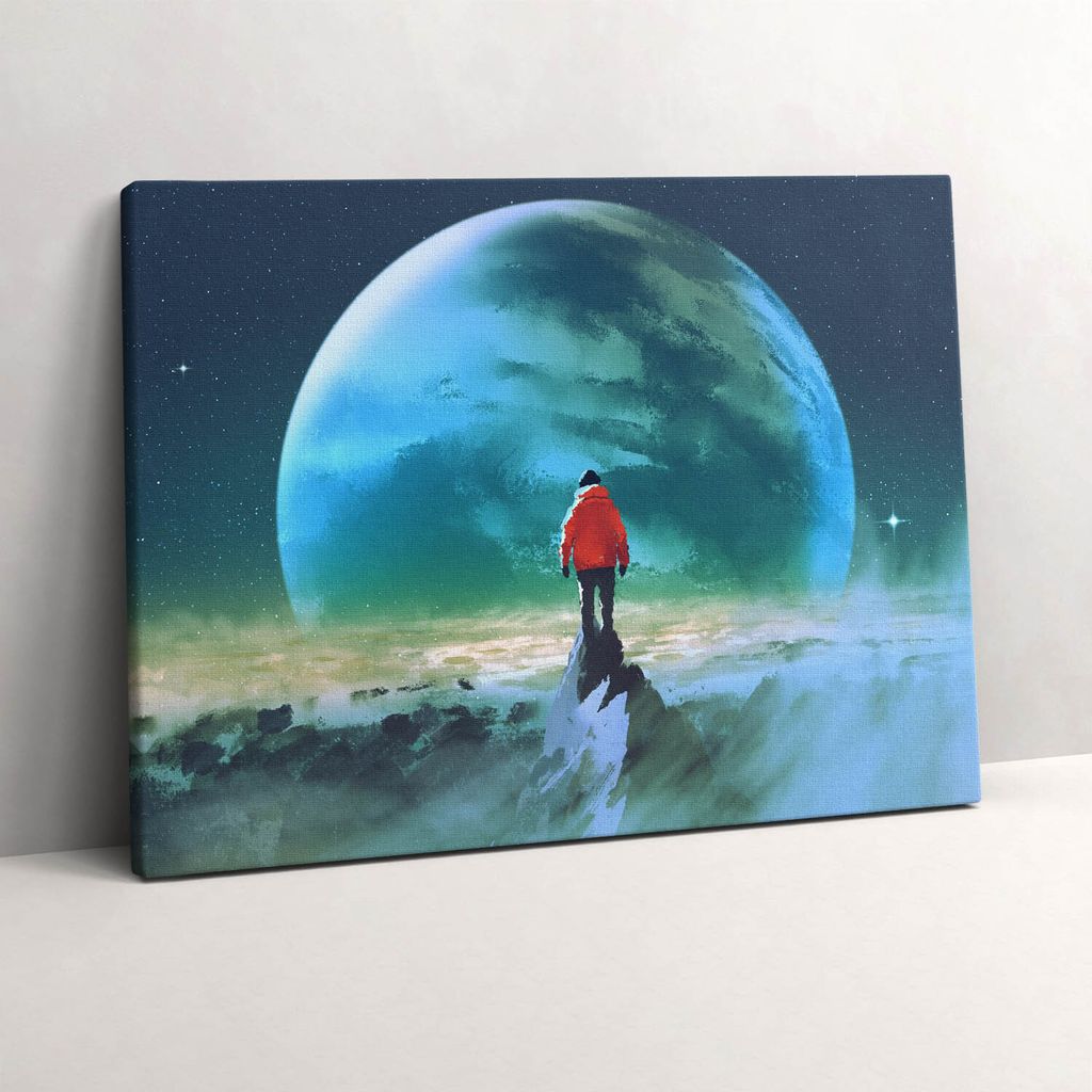 Mann im Mond – Leinwandbild Wandbild – 80x60 cm – Leinwandbilder – Wandbilder – Schlafzimmer – Flur