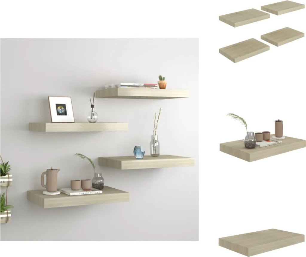 Offerta Set 4 Mensole Rovere 40x23x3,8 cm MDF | vidaXL Prezzo
