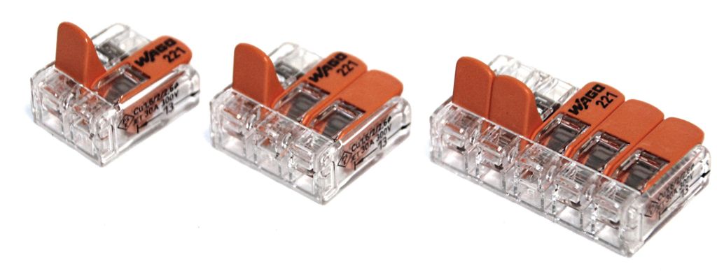 Wago 221-6 Klemmen SET 50x 221-612, 30x 221-613, 15x 221-615 - Kabel Draht Verbinder - Original WAGO