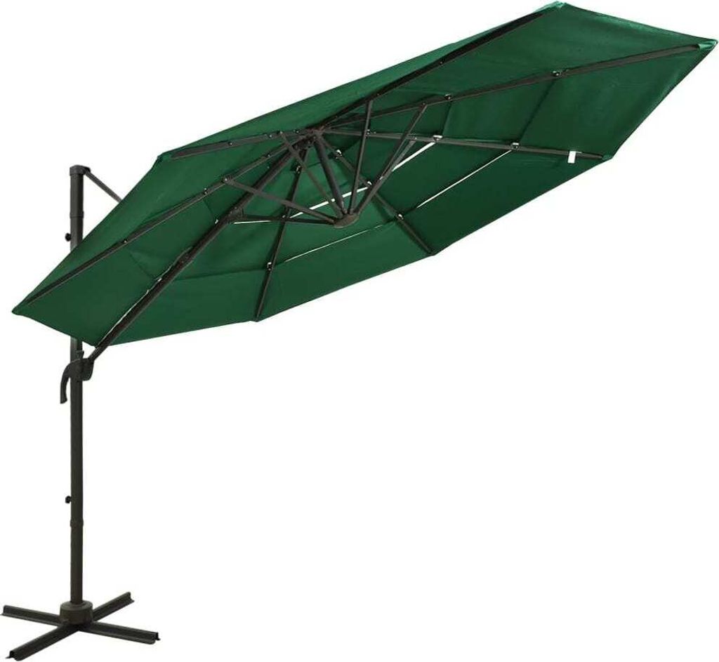 Sonnenschirm mit Aluminium-Mast 4-lagig Grün 3x3 m
