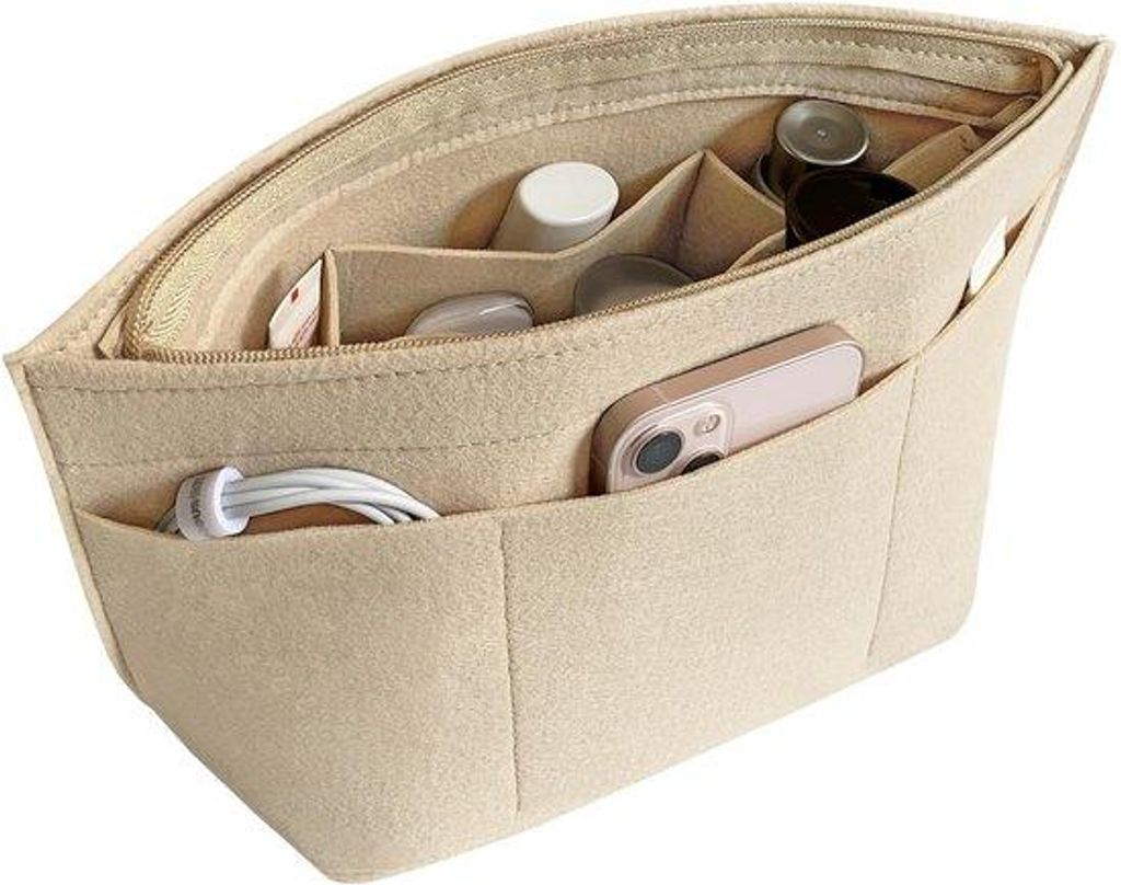 Beige Damen-Taschen-Organizer mit 13 Schubladen, ideal für große Umhängetaschen