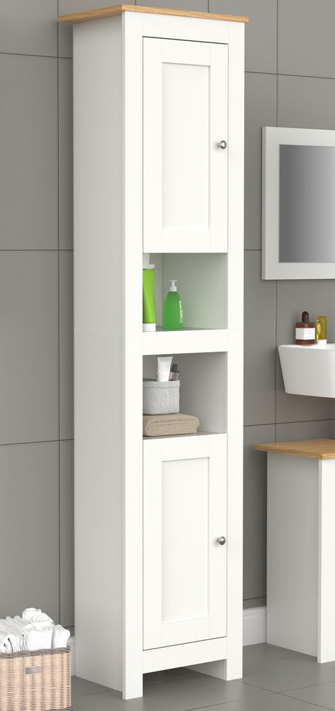 VCM Holz Badezimmerschrank | Badmöbel | Stand Badschrank | Hochschrank | Maße ca. H. 180 x B. 42 x T. 30 cm - Balusa