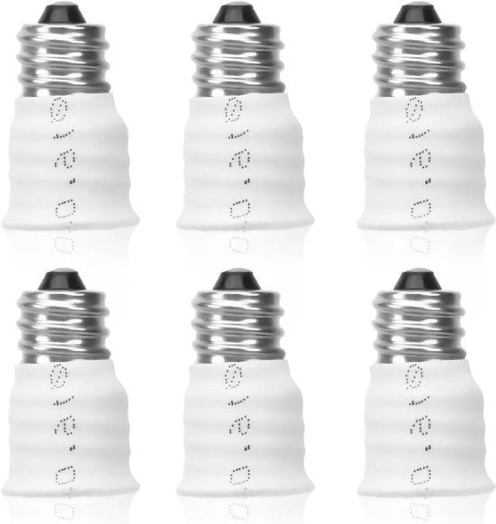 Adaptateur de culot E14 vers E12 blanc lot de 6 pour ampoules de garage