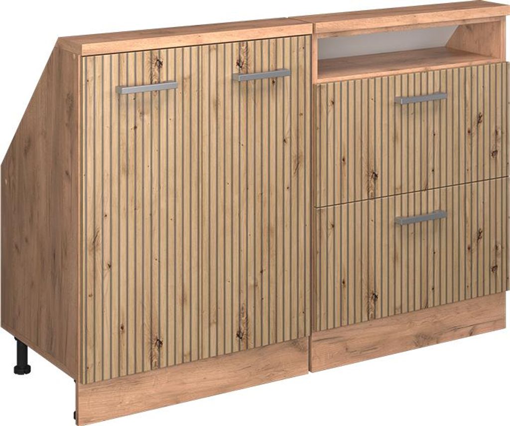 Vicco Küchenschrank für Dachschrägen R-Line, 120 cm 2er Set, Artisan-Eiche/Goldkraft Eiche