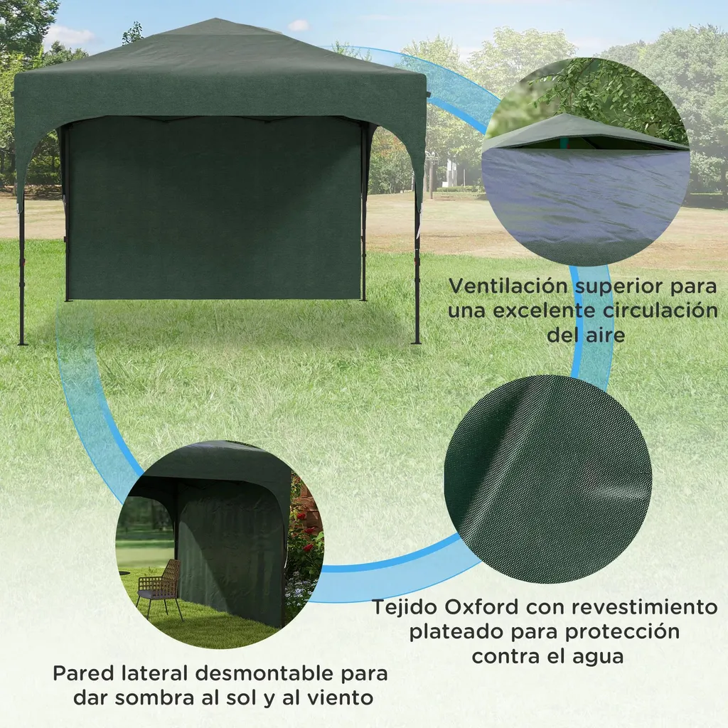 Barnum pliable 3x3m pour réceptions et stands extérieurs - Vert pro - 7
