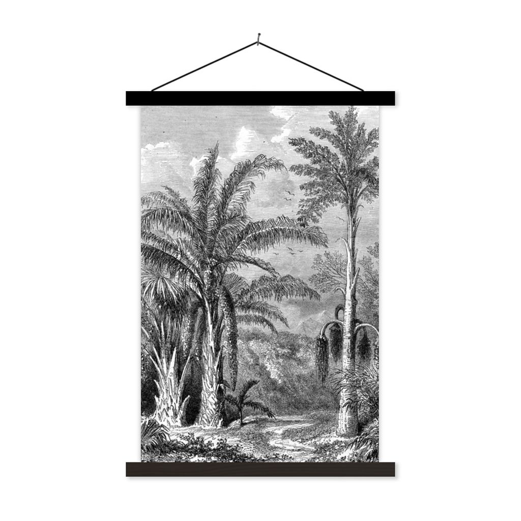 MuchoWow Textilposter Natur - Gestaltung - Bäume 60x90 cm mit schwarzem Rahmen - Poster Wohnzimmer