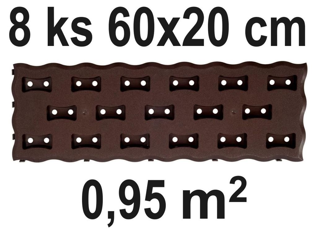 Záhonový chodník 60x20cm, 8ks, hnedý Obrázok produktu 
