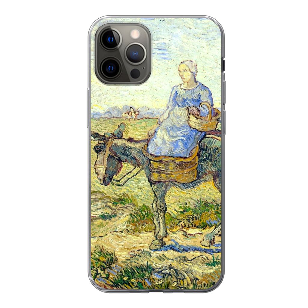 MuchoWow Handyhülle Schutzhülle Hülle für iPhone 12 Pro Bauernpaar geht zur Arbeit - Vincent van Gogh Silikon Softcase Handy Hülle - Abdeckung