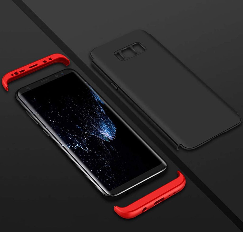 360° Full Cover 3in1 Slim Case Schutz Tasche Handyhülle Handyschale Schutz für iPhone X / XS in Schwarz-Rot @cofi1453