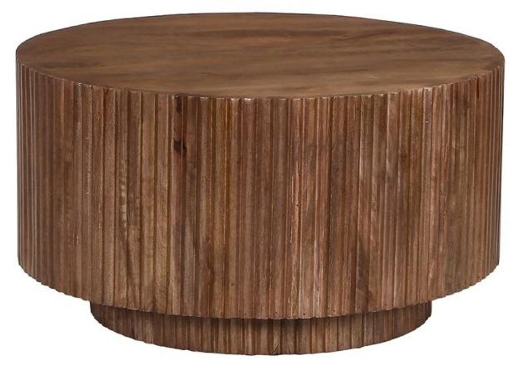 Couchtisch TALVORA – Massives Mangoholz – Runder Couchtisch Ø70 cm – Natürliches und authentisches Design
