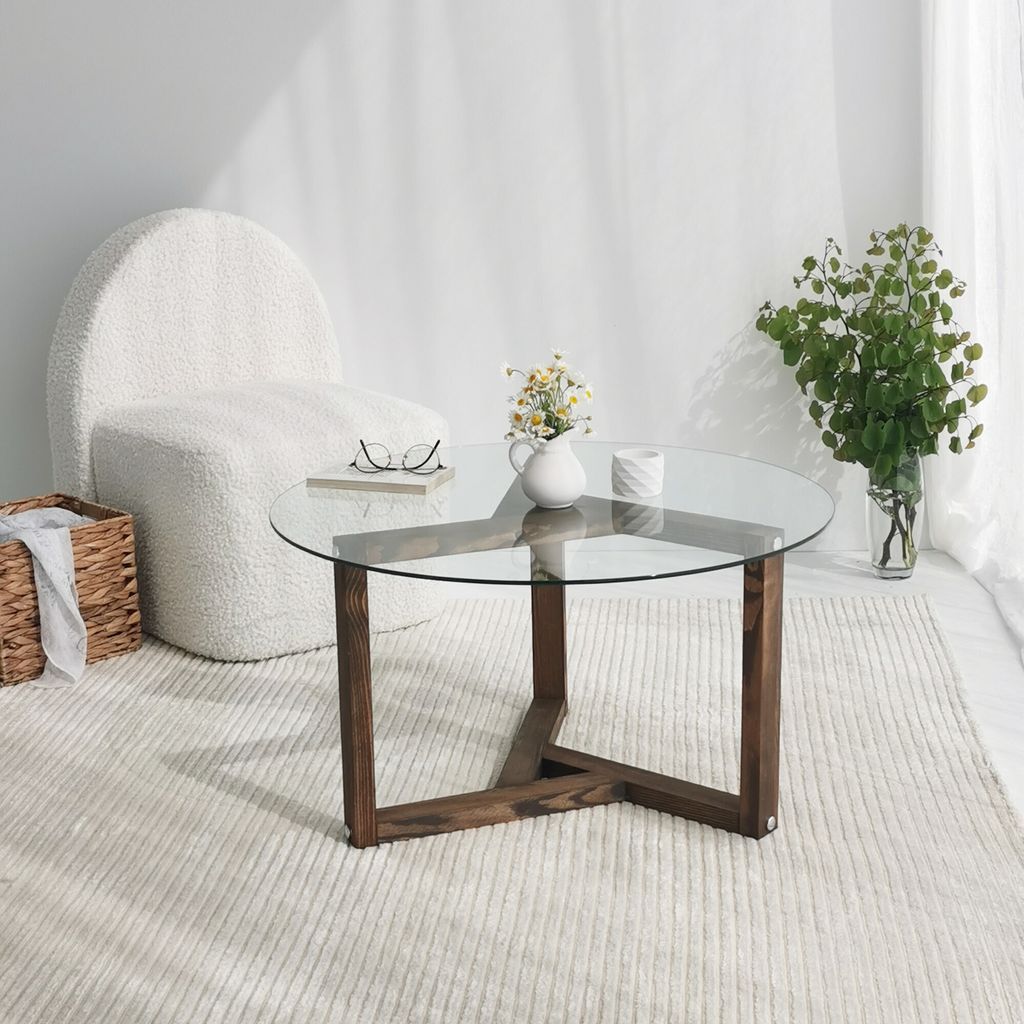 Skye Decor, Miro - Walnut, Couchtische, Nussbaum, Glas, 75 Produktbild 