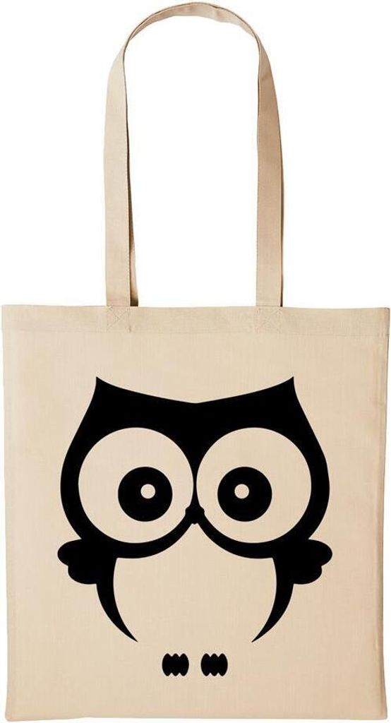 Huuraa Baumwollbeutel Eule Geschenk Einkaufstasche Natural 10 Liter Baumwolle Eule Accessoire