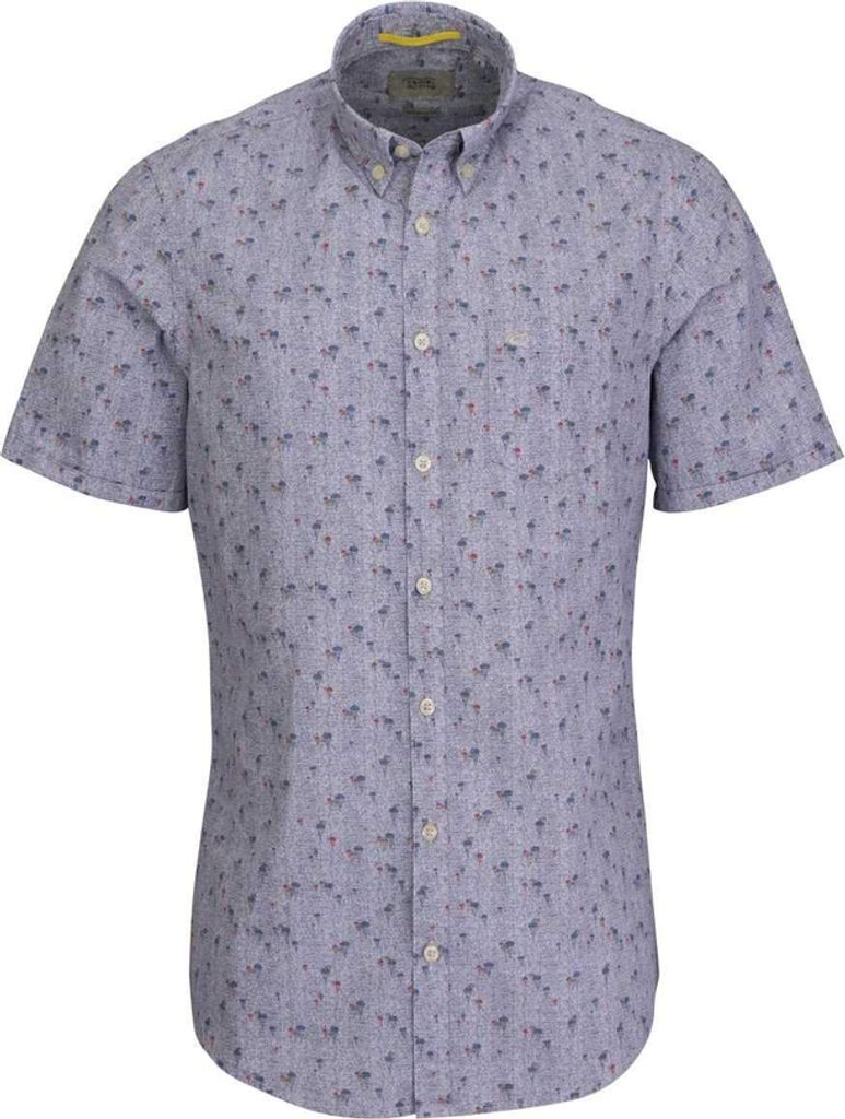 25869 Camel Active, , Herren kurzarm Hemd, Popeline , blau gemustert, XL