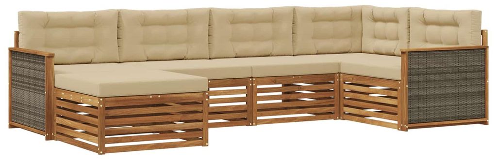 vidaXL Outdoor-Sofagarnitur mit Kissen 6 pcs Natur und Beige