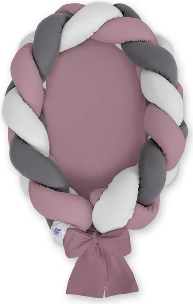 Baby-Bo-Kokon aus Korbgeflecht – Babynest – 2-in-1, sicher und multifunktional, pastellviolett/grau