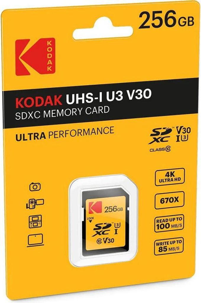 Kodak Alaris EKMSD256GXC10HPRK Kodak SD 256GB UHS-I U3 V30 Immagine del prodotto 