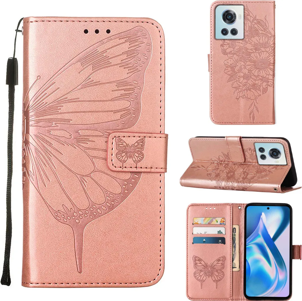 Offerta Custodia OnePlus Ace - Oro Rosa Farfalla Wallet Case