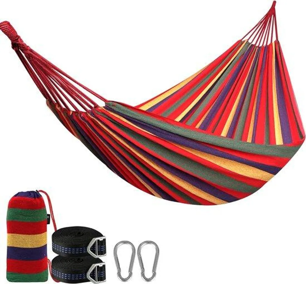 Hamac de Camping pour Randonnée et Détente au Jardin - Coton de Qualité