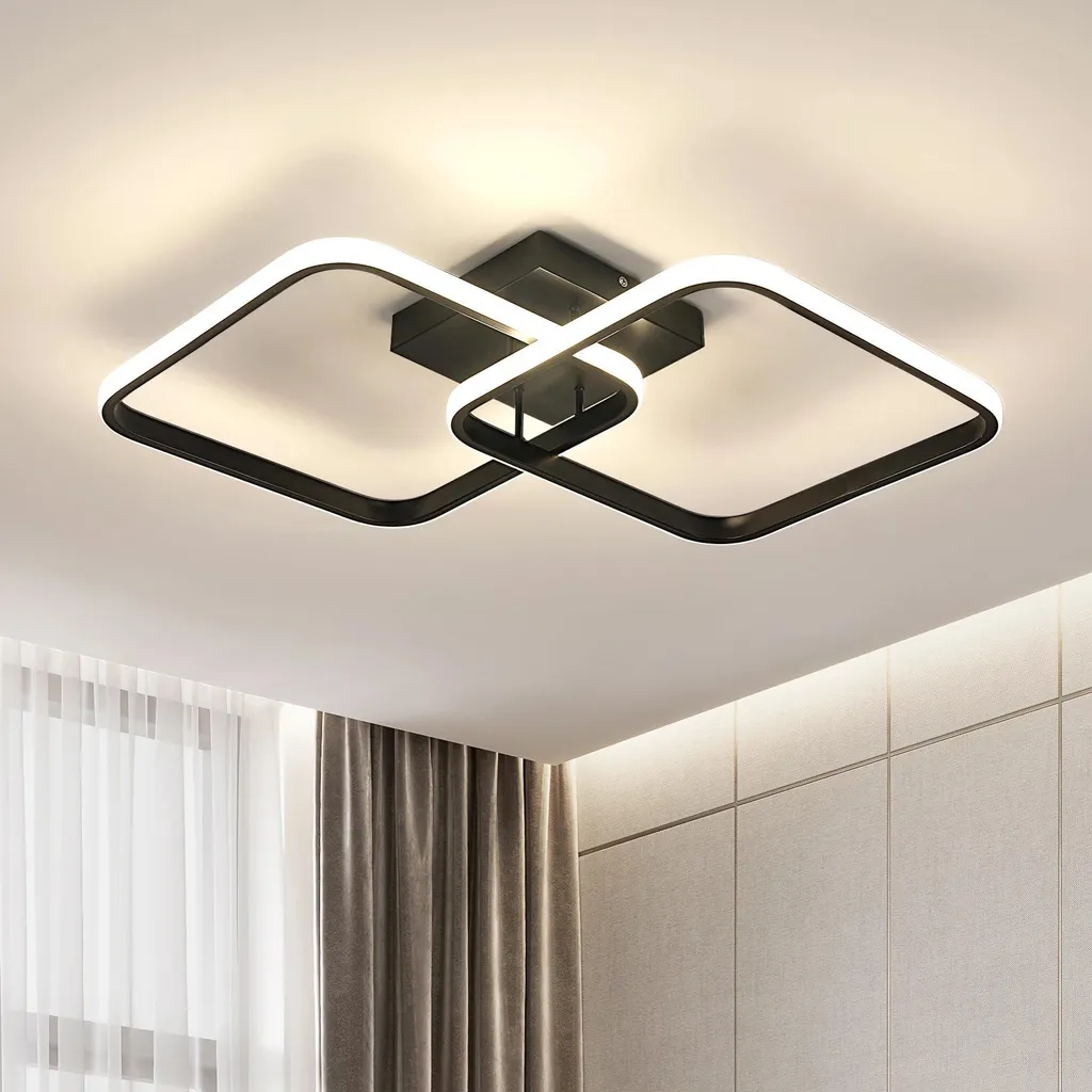 Plafonnier LED 42W noir en croix 4500K aluminium montage saillie saillie