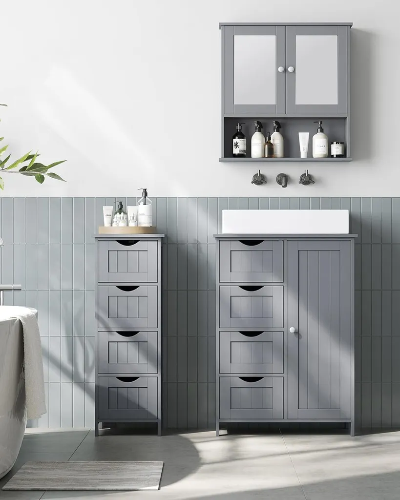 Petit Meuble de Rangement pour Salle de Bain et Cuisine 4 Tiroirs Pratique