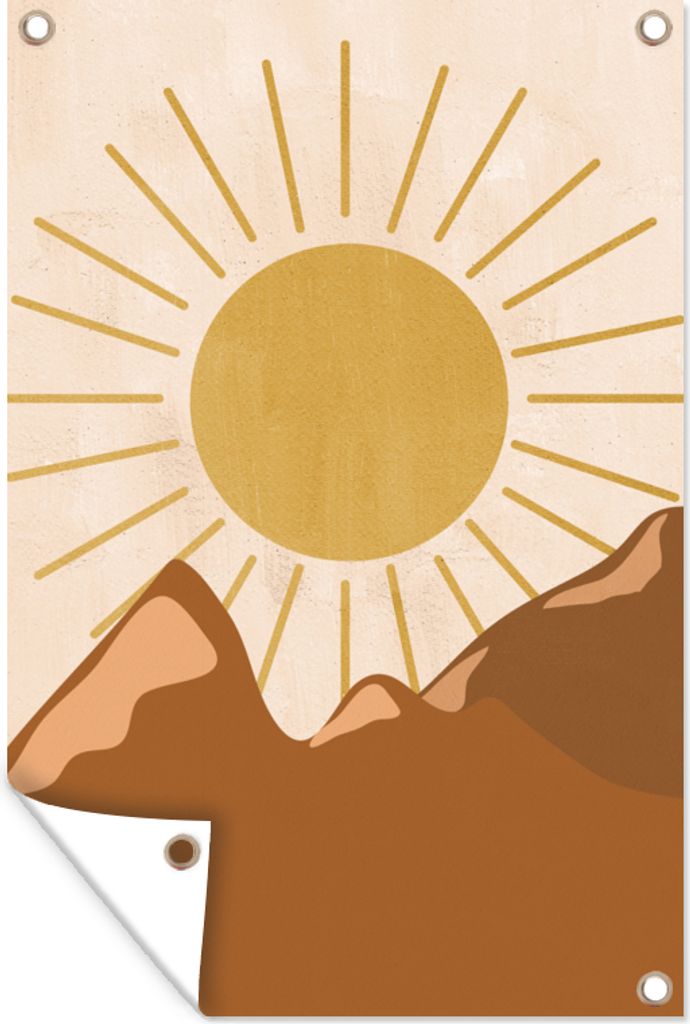 MuchoWow 80x120 cm Outdoor-Poster Gartendeko Sichtschutz Garten Poster für den Garten Abstrakt - Sonne - Berg - böhmisch