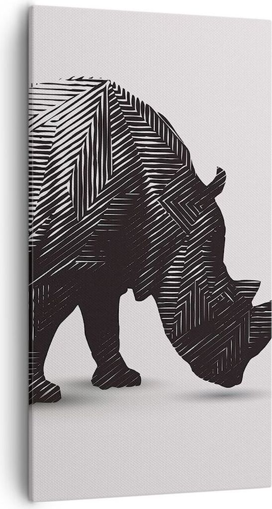 Bild auf Leinwand - Leinwandbild - Nashorn Tier Afrika Safari - 55x100cm - Wand Bild - Wanddeko - Leinwanddruck - Bilder - Kunstdruck - Wanddekorat...