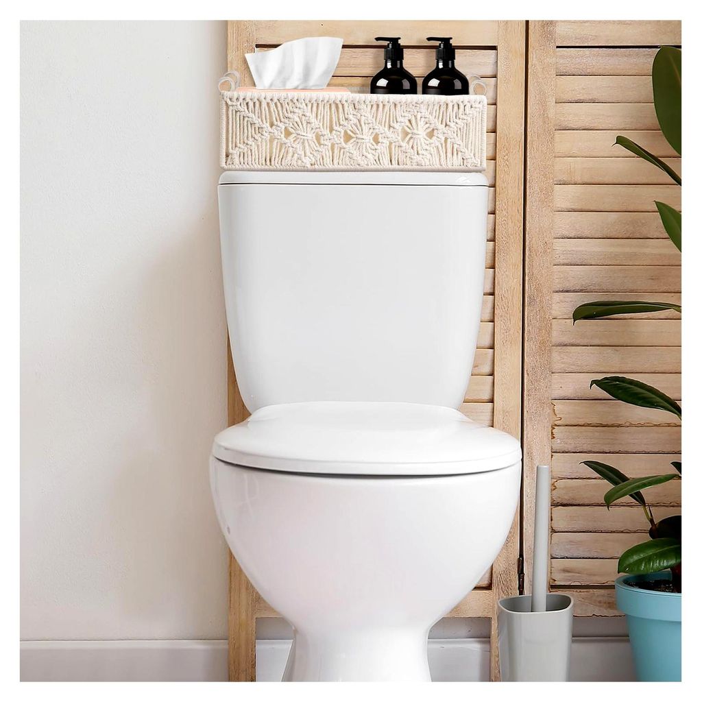 Aufbewahrungskörbe Nachbildung Box Handgewebt Gewebte Nachbildungative Arbeitsplatte Toilettentank Regal Schrank Organizer, Makramee Aufbewahrungs...