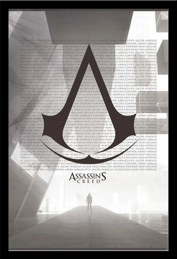 Assassins Creed - Poster - Crest & Animus + cornice rimovibile, Shinsuke® Maxi MDF nero, disco acrilico