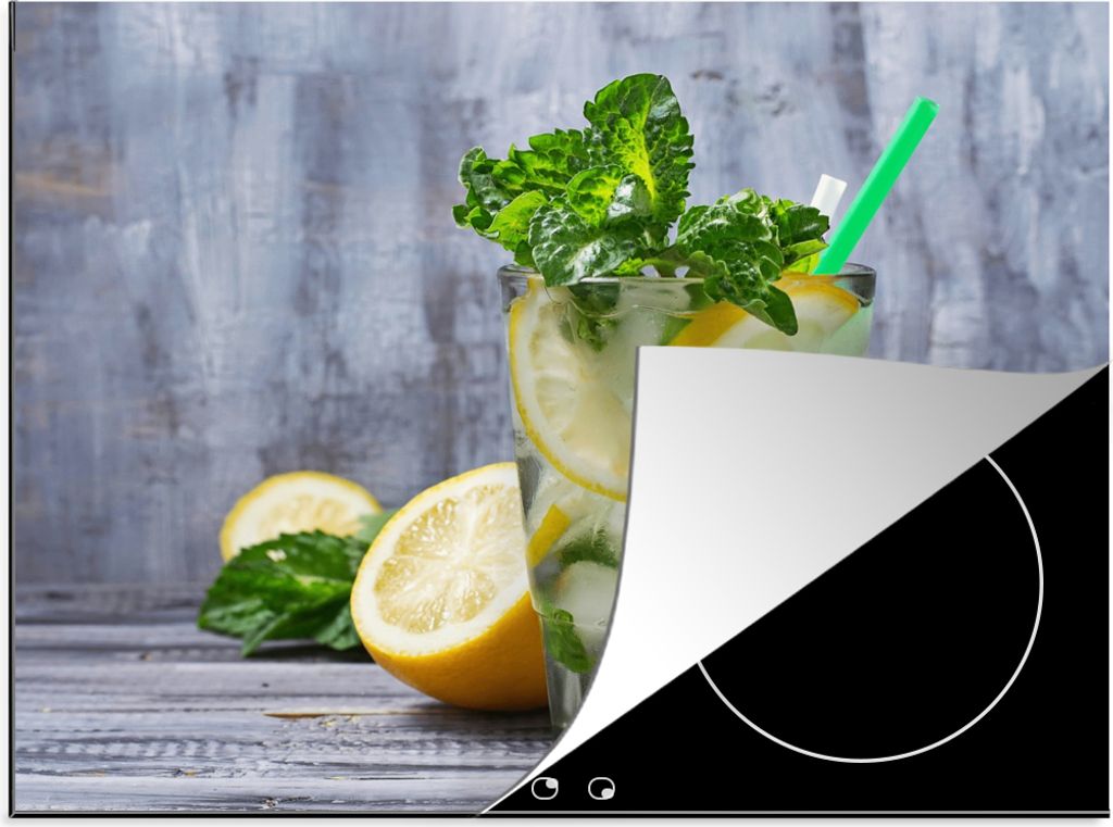 KitchenYeah Herdabdeckplatte Cocktail - Früchte - Kräuter , 59x51cm, Küche Deko, Glaskeramikfeld Herdabdeckung, Abdeckplatte fùr Kochfeld