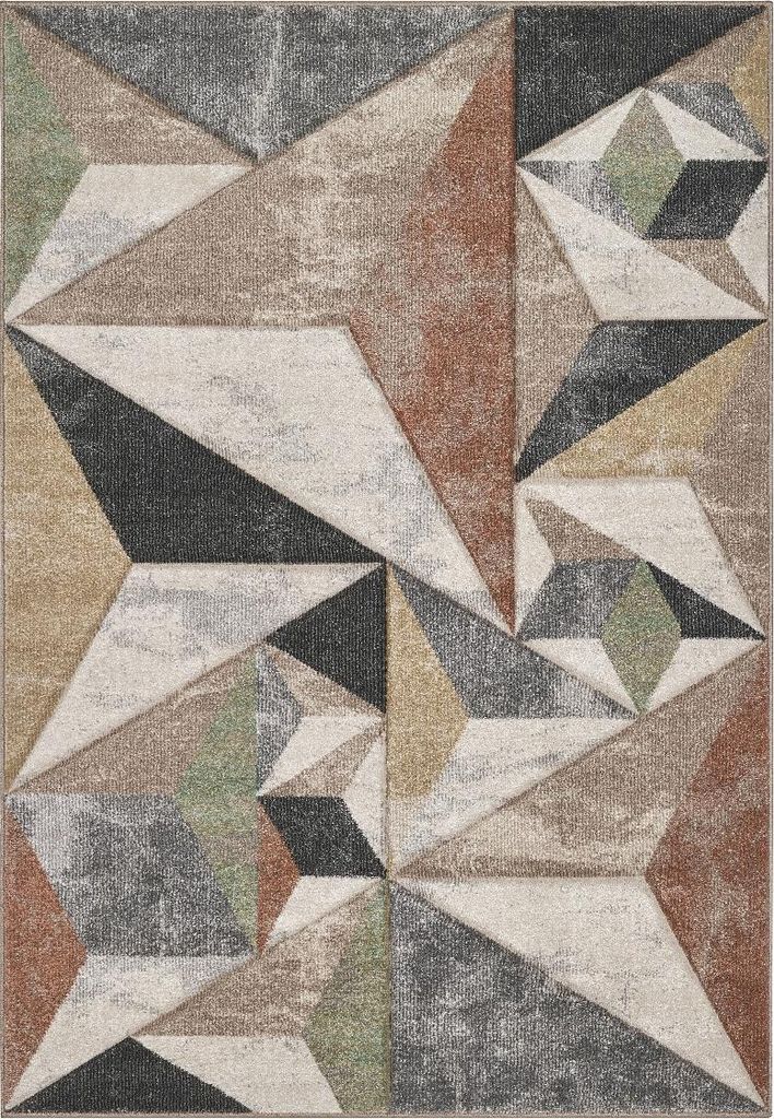 Moderner Teppich in Grau und Beige für das Wohnzimmer Funny