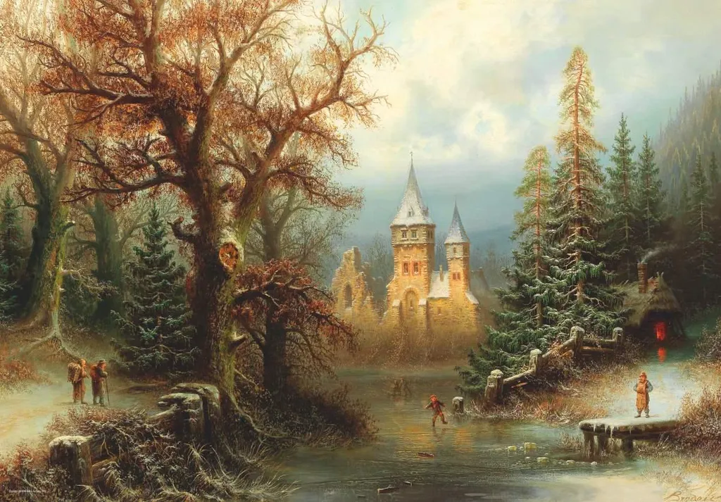 Puzzle 1000 pièces Paysage d'hiver Albert Bredow par D-Toys Carton