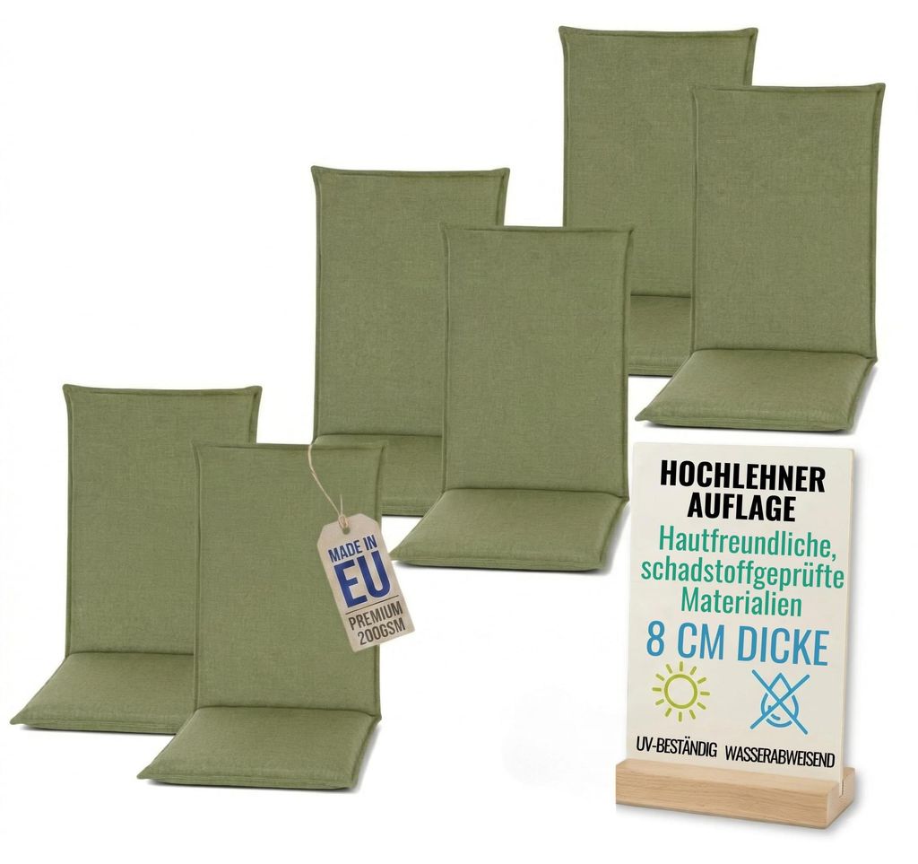 Pillows24 - 6x Hochlehner Auflagen 120x50x8 cm | Bequeme & Produktbild 