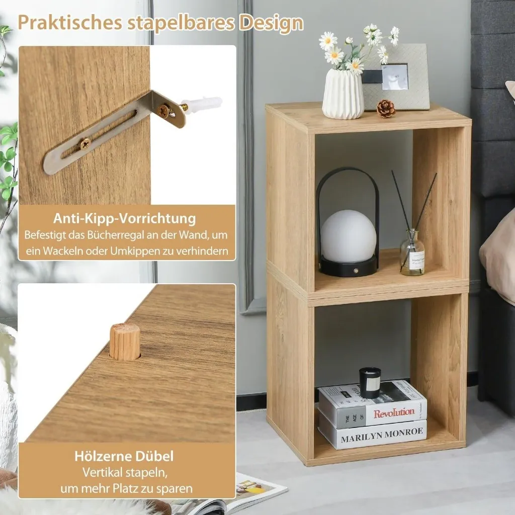 Étagères en bois modulables et empilables pour une structure 2 cubes - 5