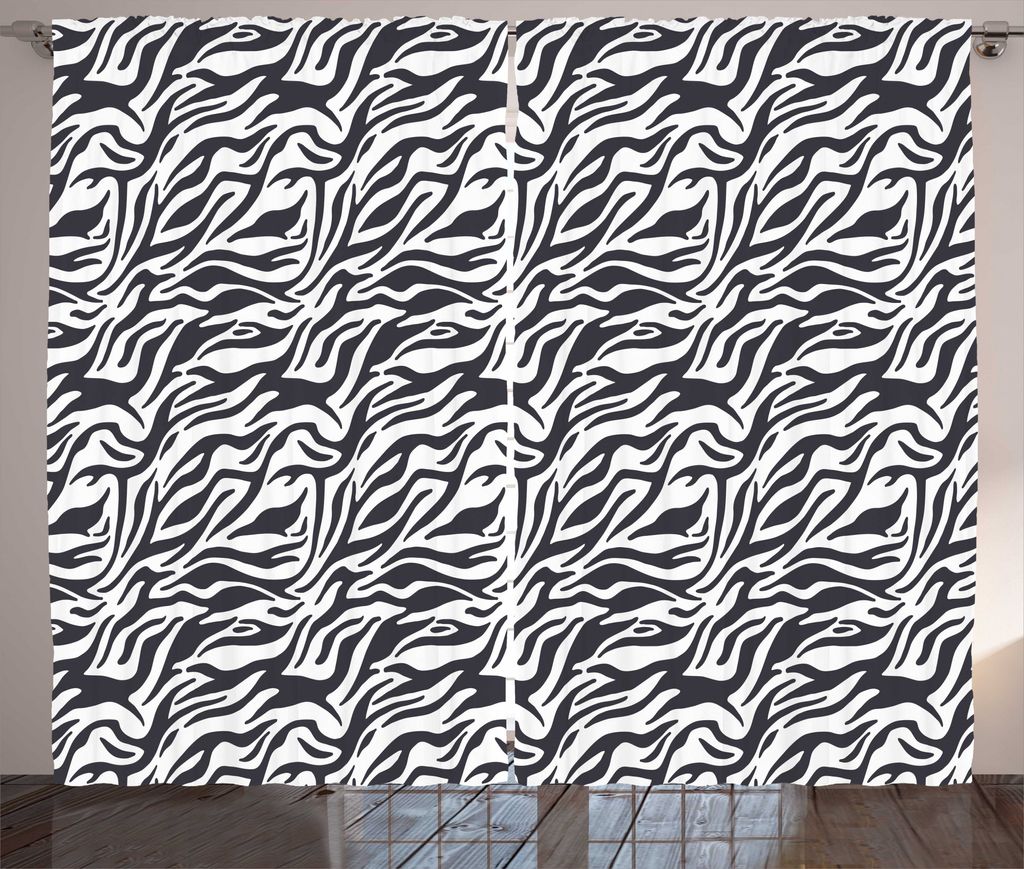 ABAKUHAUS Safari Rustikaler Gardine, Wellenförmige Tier-Tier-Streifen, Wohnzimmer Universalband Gardinen mit Schlaufen und Haken, 280 x 225 cm, Du...