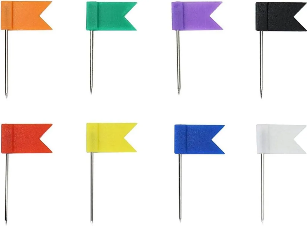 160 épingles drapeaux 8 couleurs pour cartes et tableaux d'affichage - 2
