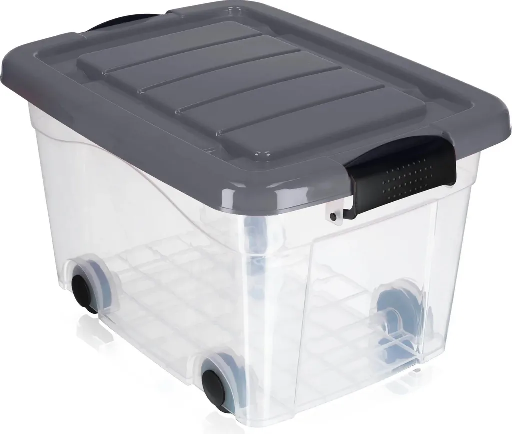 Bac de rangement polyvalent gris clair taille S en plastique résistant